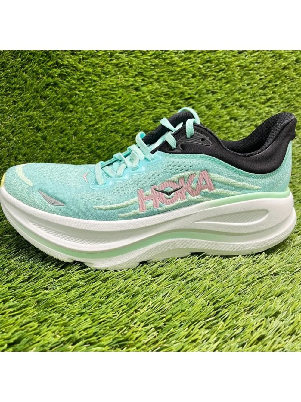 Hoka One One Bondi 9 Womens Size 8.5 Blue Pink Athletic Running Shoes Sneakers